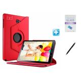 Kit Capa Galaxy Tab A 7.0 T280/T285 Giratória 360 / Caneta Touch + Pel Vidro (Vermelho) - Bd cases