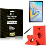 Kit Capa Giratória Vermelha Galaxy Tab A 10.5 T590/T595 Capa Verm + Película + Caneta - Armyshield