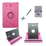 Kit Capa para Galaxy Tab E 9.6 T560/T561 Giratória 360 + Película de Vidro + Caneta Touch (Pink) - Bd cases