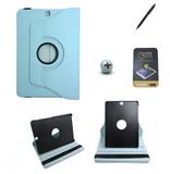 Kit Capa para Galaxy Tab S2 9.7 T810/T815 Giratória 360 + Película de Vidro + Caneta Touch (Azul Claro) - Bd cases