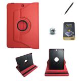 Kit Capa para Galaxy Tab S2 9.7 T810/T815 Giratória 360 + Película de Vidro + Caneta Touch (Vermelho) - Bd cases