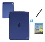Kit Capa Silicone Emborrachada Design iPad Mini 2/3 / Caneta Touch + Película de Vidro (Azul Escuro) - Skin t18