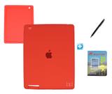 Kit Capa Silicone iPad 2/3/4 / Can Touch + Pel (Vermelho) - Bd cases