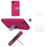 Kit Capa Suporte Iphone 4/4S Rosa + Pelicula de Vidro GBMAX