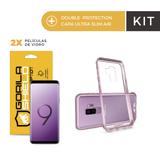 Kit Capa Ultra Slim Air Rosa e Película de Nano Gel Dupla para Galaxy S9 Plus - Gorila Shield