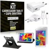 Kit Carregador Samsung Galaxy Tab 4 7.0' T230/T231 + Capa Giratória + Película de Vidro - Armyshield