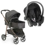 KIT Carrinho Black Olympus Galzerano 1440BL + Bebê Conforto Galzerano Cocoon 0 a 13kg Black Grafite 8181BLG