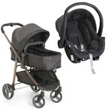 KIT Carrinho Black Olympus Galzerano 1440BL + Bebê Conforto Galzerano Cocoon 0 a 13kg Black Grafite 8181DPT