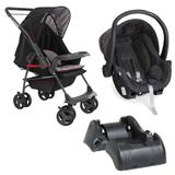 KIT Carrinho Galzerano Milano Reversivel II Preto 1016PR + Bebe Conforto Cocoon Preto 8181DPT + Base DRC Preto 8185PT