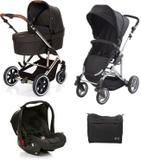 Kit Carrinho Moisés COMO 4 com Bebê Conforto + Bolsa Woven Black (Det. Couro) - ABC Design