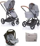 Kit Carrinho Moisés COMO 4 com Bebê Conforto + Bolsa Woven Gray (Det. Couro) - ABC Design