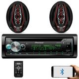 Kit CD Player Pioneer DEH-X500BR 1 Din Bluetooth Android iOS + Alto Falante Bicho Papão 6x9" 350W - Prime