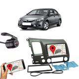 Kit Central Multimídia Fit + Moldura 2 Din Honda Civic 2007 + Câmera Ré - Cinoy