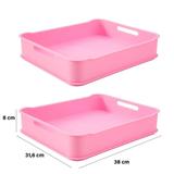 Kit Cesta Fit Maxi 38 x 31,6 x 8cm 2 Peças Rosa Baby - Coza - Brinox