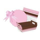 Kit Cesta Presente 22X15X9Cm Rendado Marrom/Rosa - Cromus