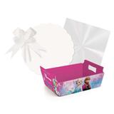 Kit Cesta Presente Frozen Disney Azul Festas 27X18,5Cm - Cromus