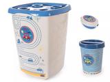 Kit cesto de roupa suja carrinho + lixeira + saboneteira - Plasutil