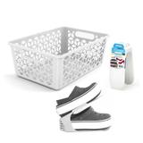 Kit Cesto Vazado e Organizadores de Sapatos Sapateira Branca - Arthi