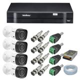 Kit CFTV 4 Câmeras segurança 720P Intelbras VHD 1010B G4 + Dvr Intelbras MHDX 1104 + Acessórios