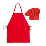 Kit Chef de Cozinha Avental Chapeu Cozinheiro Vermelho 2pcs - Du chef