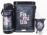 Kit chimarrão térmica, mateira e cuia - onde a vida começa família - Mix atacadista