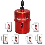 Kit Chopeira Beer Chopp 5,1 lt Budweiser Com 6 Copos Chopp Personalizados - Tks