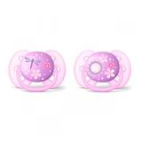 Kit Chupeta Avent Ultra Soft Decorada 6-18 Meses Menina 2 Unidades