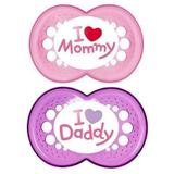 Kit Chupeta Mam Mom Dad 6m-36m Menina C/ Box Esterilizador