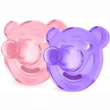 Kit Chupetas 2 Peças Philips Avent Soothie 0 à 3 Meses N.1 Ursas Silicone Rosa e Lilás