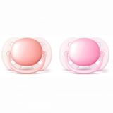 Kit Chupetas 2 Peças Philips Avent Ultra Soft 0 à 6 Meses N.1 Flexível Rosa e Salmão com Estojo