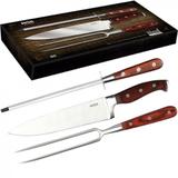 Kit Churrasco 3 Pecas Faca Garfo e Chaira Mor