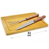 Kit churrasco 3 peças taboa + garfo + faca - Camarim móveis