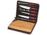 Kit churrasco 8 pcs polywood vermelho sortidos com laminas de aco inox e cabos de madeira tramontina
