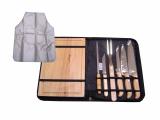 Kit churrasco 8 peças de aço inox e cabo de madeira com estojo de nylon Pontual - P143135