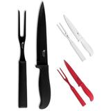 Kit Churrasco Aço Inox Faca E Garfo Preto - Ke home