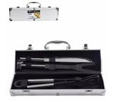 kit churrasco com 3 peças inox com maleta alumínio - Clik urbano