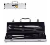 kit churrasco com 3 peças inox com maleta alumínio - Clik urbano