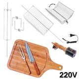 Kit Churrasco Espeto Giratorio 220v Girofest Master + Tabua de Carne com Garfo e Faca