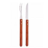Kit Churrasco Faca e Garfo Aço Inox Cabo Madeira 2 peças - Simonaggio