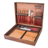 Kit Churrasco Tramontina 15 Peças Inox e Madeira Polywood