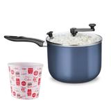 Kit Cinema Panela Pipoqueira Azul e Pote Pipoca Coca Cola - Mta