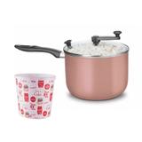 Kit Cinema Panela Pipoqueira Rosa e Pote Pipoca Coca Cola - Mta