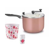 Kit Cinema Panela Pipoqueira Rosa Pote Pipoca Saleiro Coca - Mta