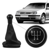 Kit Coifa de Cambio Manopla Golf 98 a 07 Audi A3 97 a 00 Preto Bola Preta Anel Cromado em Courvin - Nat