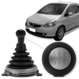 Kit Coifa de Cambio Manopla Sanfonada Fit 2003 a 2008 Preto com Bola Preta e Cinza - Nat