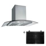 Kit Coifa Suggar Jade Ilha 90cm Inox E Vidro 110v + Filtro De Carvão Ativado para Coifas - .TP0591IX - 4806265