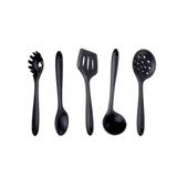 Kit Colher Concha fue Utensílios de Silicone Preto 5 peças - Belle maison