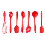 Kit colher espátula 9 Utensílios de Silicone Vermelho - Belle maison