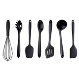 Kit colher espátula concha 9 Utensílios de Silicone Preto - Belle maison