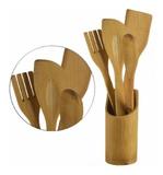 Kit Colher Espátula Garfo De Bambu - Kehome